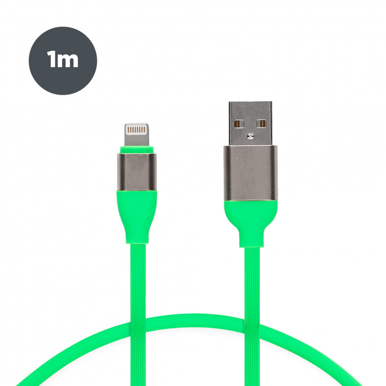 USB-A to Lightning Contact 20 W charge and data cable, Fast charge, 1 m, Green