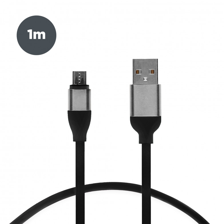 Cable de carga y datos USB-A a Micro-USB Contact 20 W, Carga rápida, 1 m, Negro