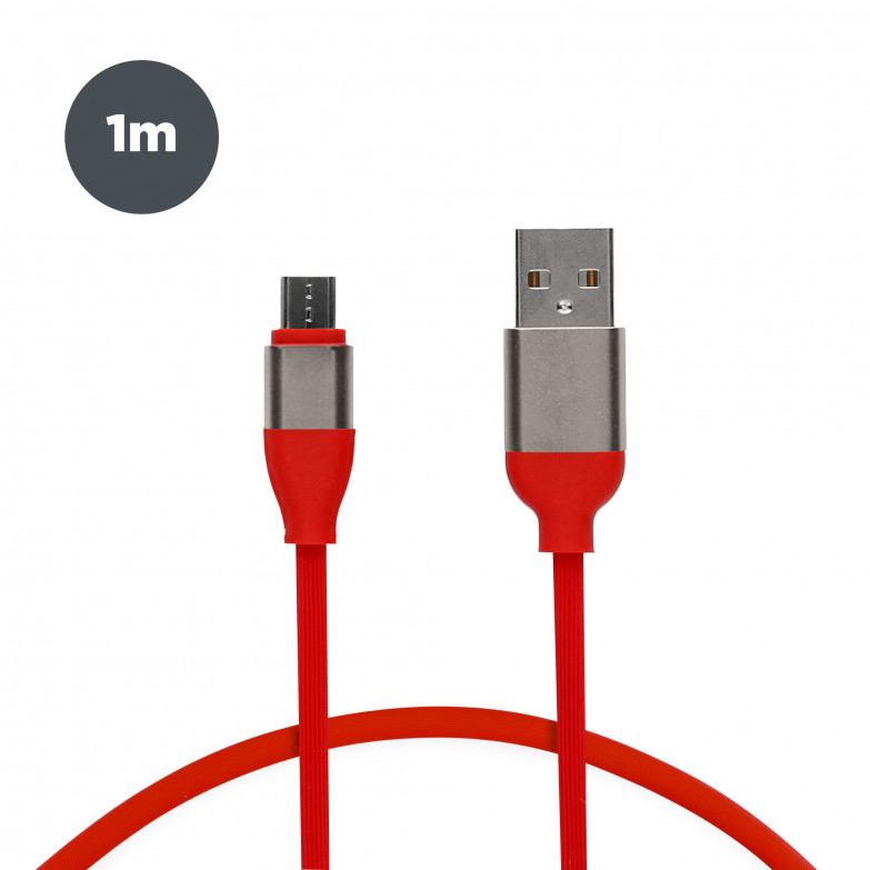 Cable de carga y datos USB-A a Micro-USB Contact 20 W, Carga rápida, 1 m, Rojo