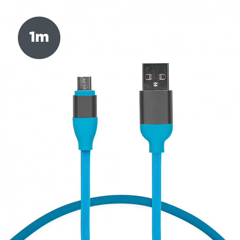 Cable de carga y datos USB-A a Micro-USB Contact 20 W, Carga rápida, 1 m, Azul