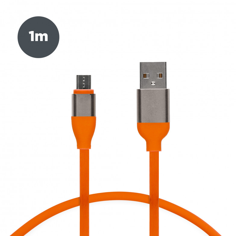 Cable de carga y datos USB-A a Micro-USB Contact 20 W, Carga rápida, 1 m, Naranja