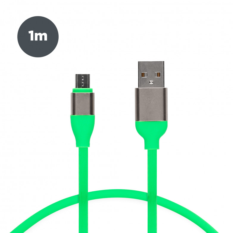 Cable de carga y datos USB-A a Micro-USB Contact 20 W, Carga rápida, 1 m, Verde