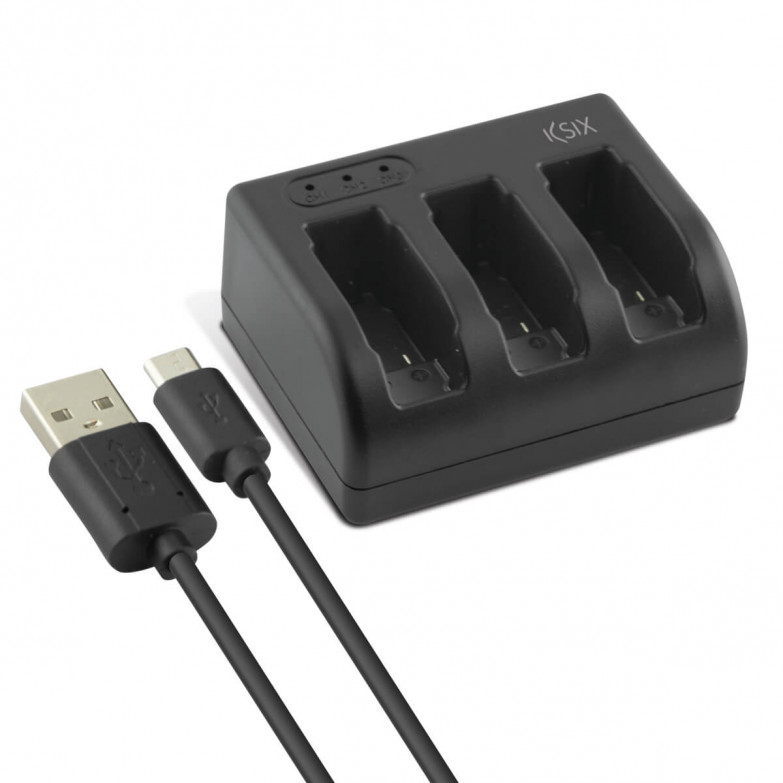 Cargador 3 Baterías Ksix  Micro Usb/ Usb Type C Input Para Gopro Hero 5