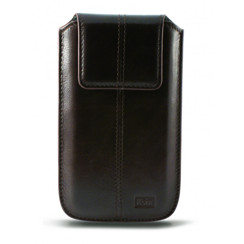 Ksix Apollo Universal Leather Pouch For Smartphone L (116 X 62 X 12 Mm) Brown