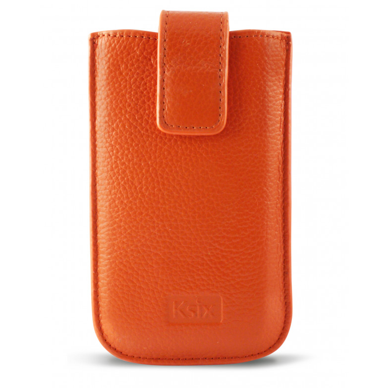 Ksix Elektra Universal Leather Pouch For Smartphone  L (116 X 62 X 12 Mm) Orange