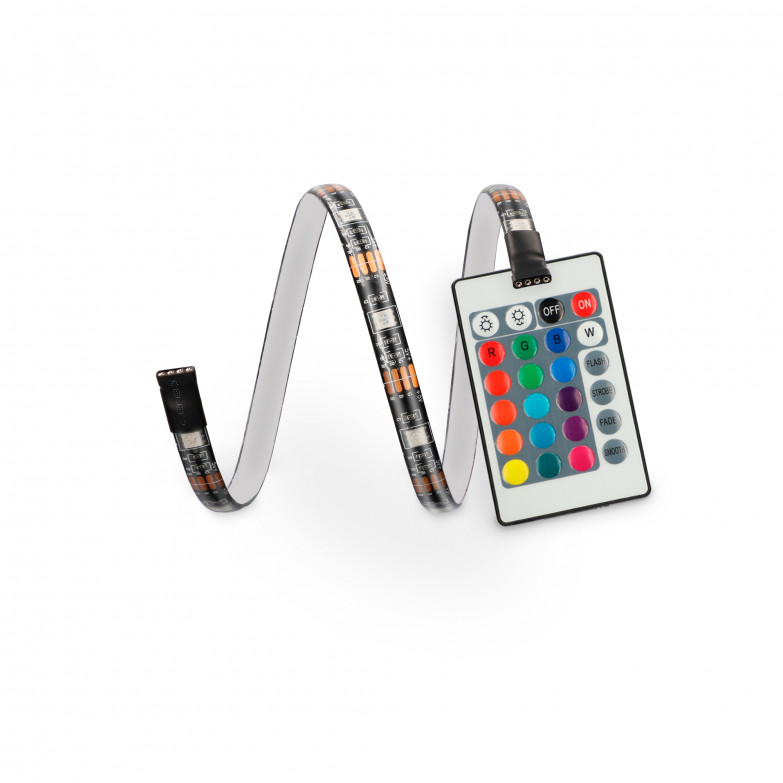 Tiras LED de colores para TV Ksix, control remoto, 16 colores RGB, 4 modos dinámicos, 6 tiras de 53 cm