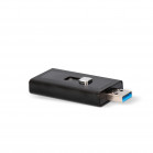 Lector Micro SD, conectores USB-A y Lightning