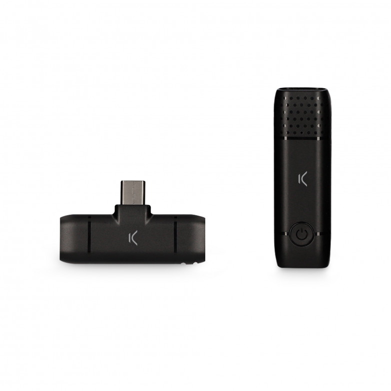 Micrófono inalámbrico para móvil Ksix, USB C, Plug and play, Receptor y micrófono, hasta 10 h de autonomía, Negro