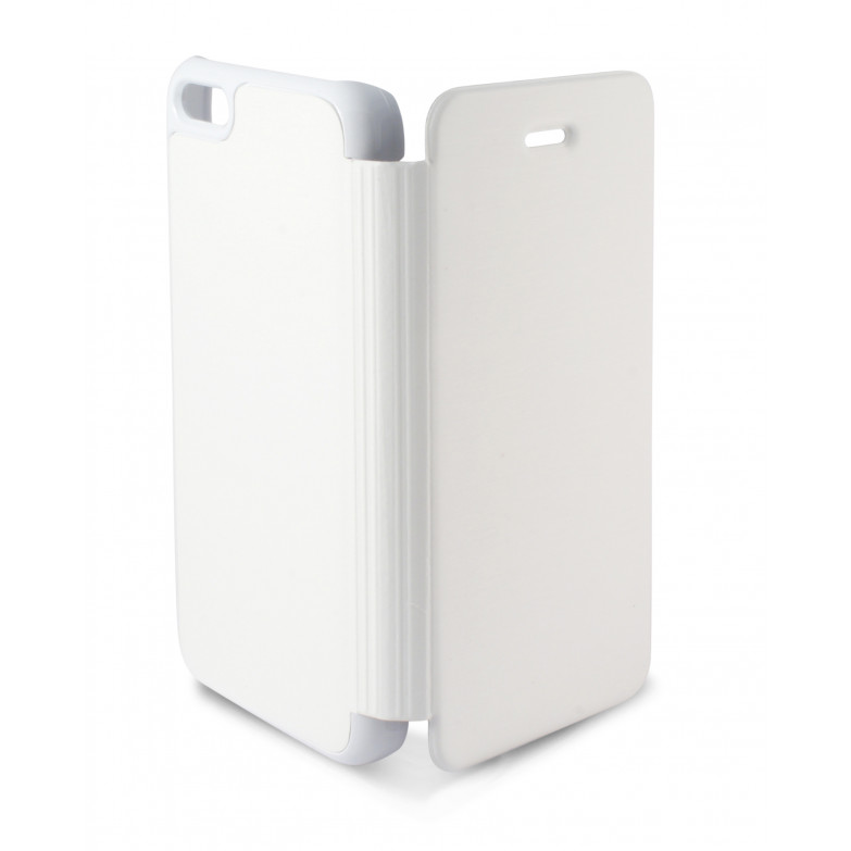 Funda con tapa para iPhone 5C, Semirrígida, Standing, Blanco