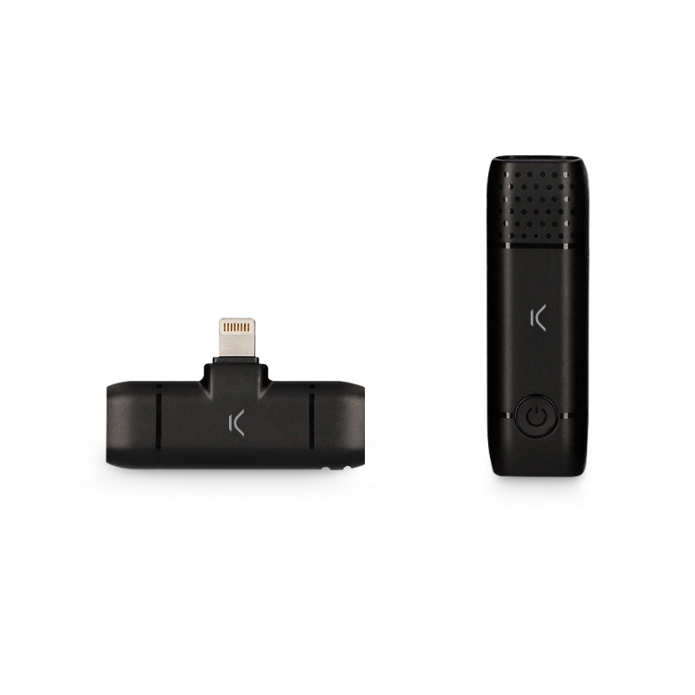 Ksix wireless microphone for Lightning iPhone, Plug and play, Receiver and microphone, Up to 10 h autonomy, Black