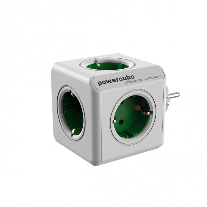 Enchufe modular ALLOCACOC, 5 tomas de corriente, verde