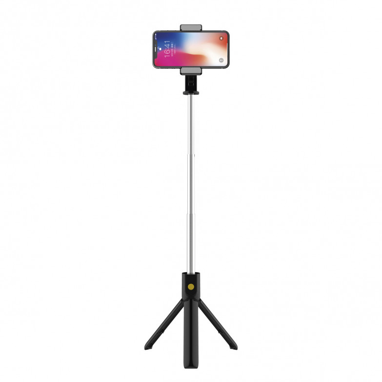 Palo de selfie, Trípode extensible 70cm, Control Remoto Bluetooth, Rotación 360º, Negro