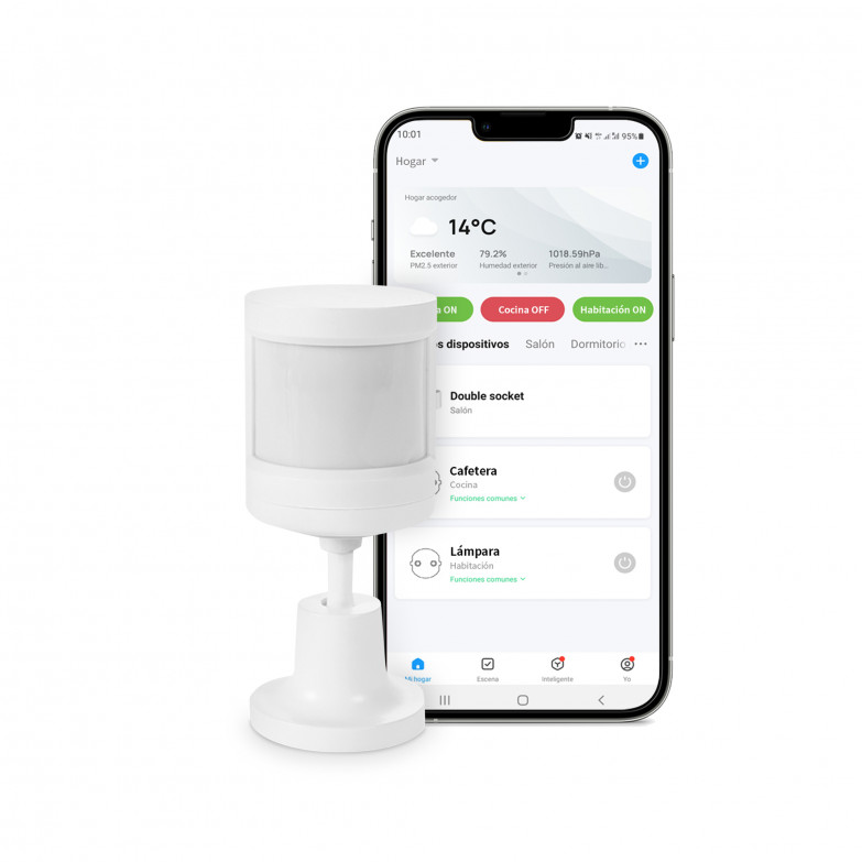 Sensor de movimiento Ksix, Compatible con centro control Zigbee, Hogar Inteligente, App incluida