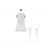 KSIX Car Charger, 18W, Fast Charging, Power Delivery + Cable USB-C to Lightning Made for iPhone, White
