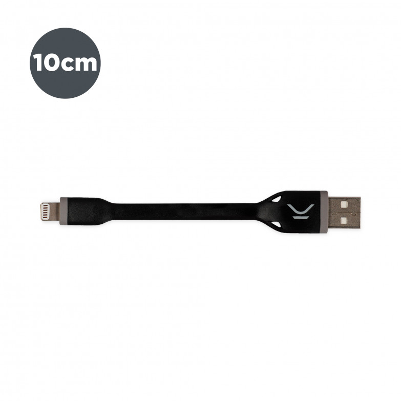 Cable de carga y datos USB-A a Lightning Ksix, Made For iPhone, 10 cm, Negro