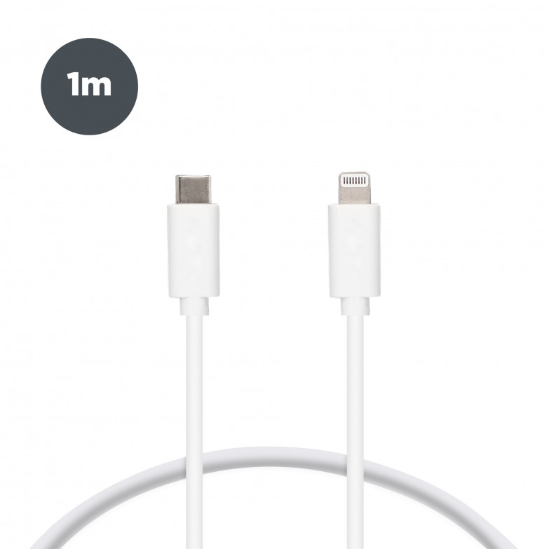Cable de carga y datos USB-C a Lightning Ksix 20 W, Made For iPhone, 1 m, Blanco