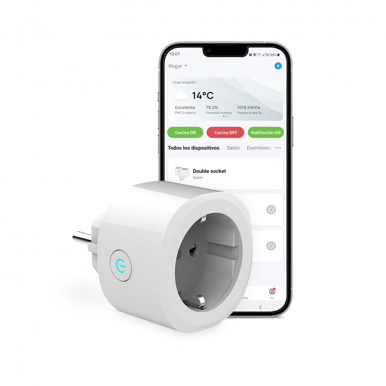 Enchufe Ksix mini, 1 toma de corriente, Conexión inalámbrica por Wi-Fi, App