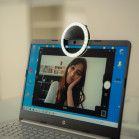 Aro de luz KSIX, Formato pocket, Soporte incluido, Compatible para smartphone y ordenador