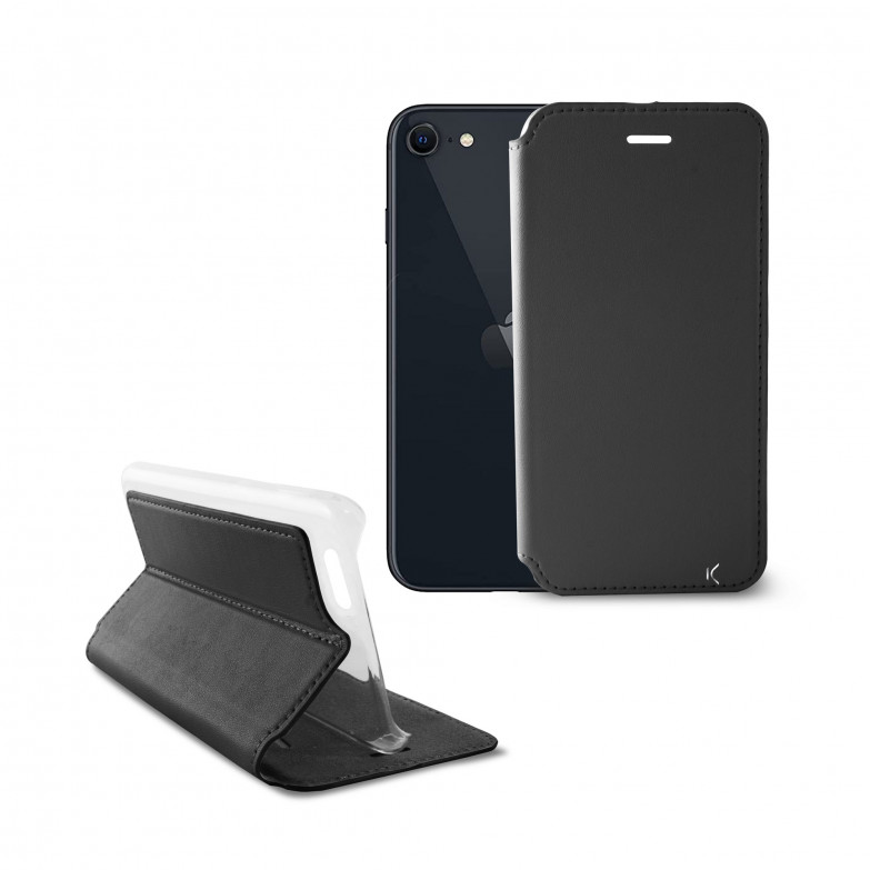 Contact Slim Folio Case With Stand For Iphone SE 2022, SE 2020, 8 and 7, Black