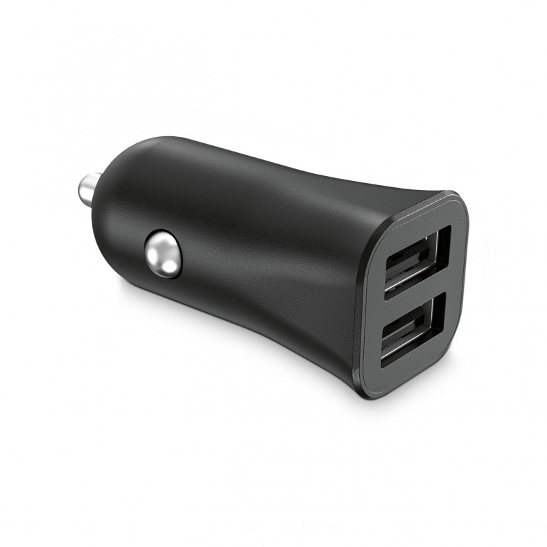 Contact 10 W car charger, Simultaneous charging, Multiport 2 x USB-A, Black
