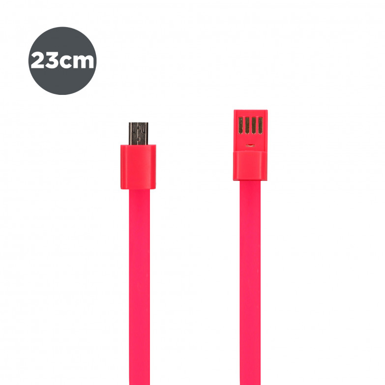 USB-A to Micro-USB Contact charge and data cable, Wristband design, 23 cm, Pink