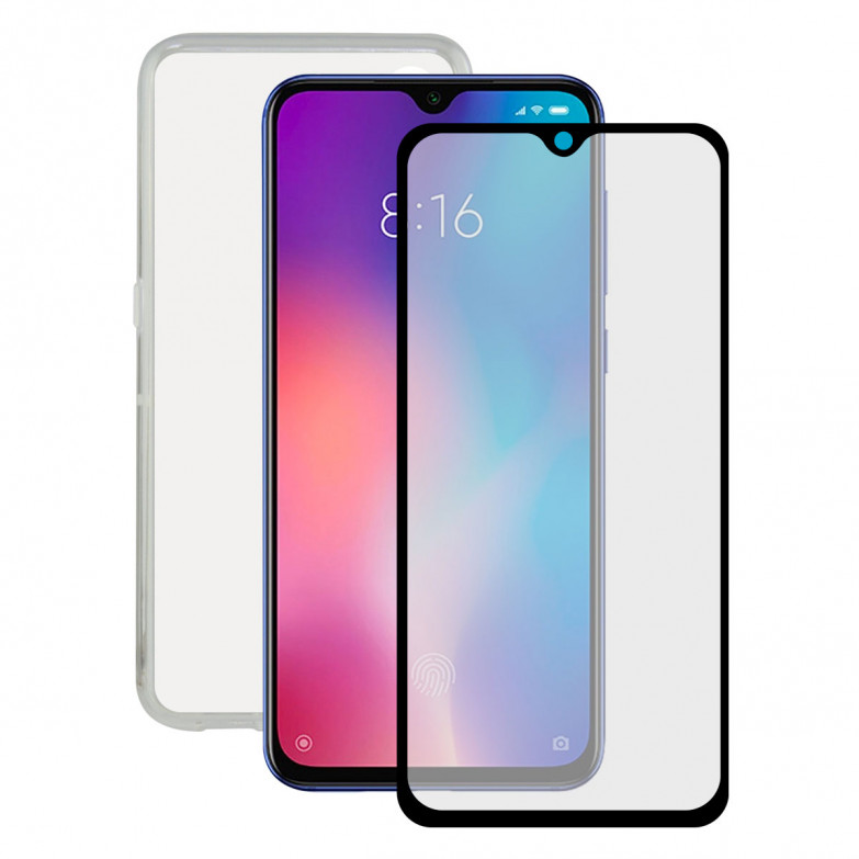 Contact Pack Transparent Cover + 9h Tempered Glass Screen Protector For Xiaomi Mi 9
