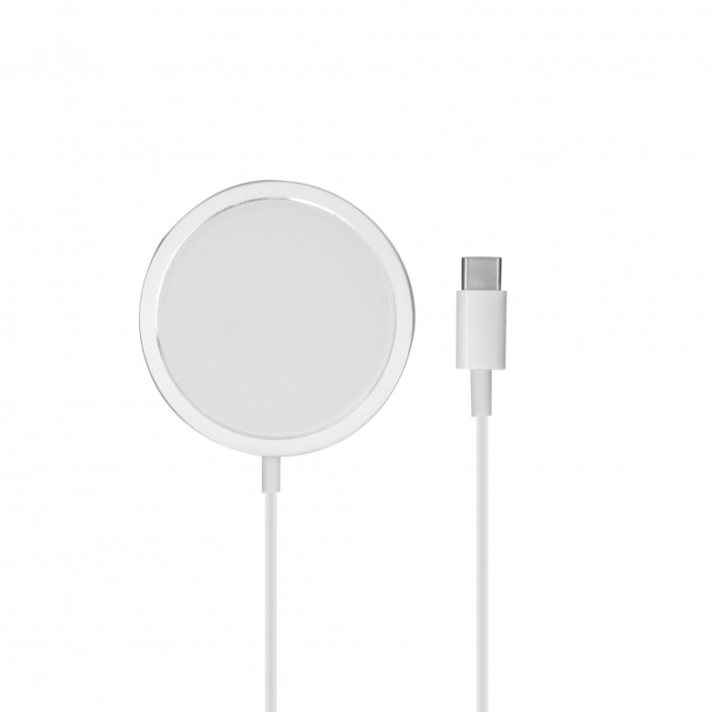 Ksix Wireless charger for iPhone 12 and later, MagCharge, 15W, Power Delivery, 1m cable, White