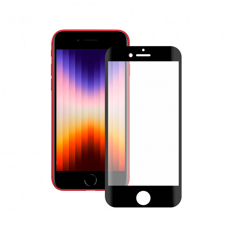 Protector de pantalla para iPhone SE 2022, SE 2020, 8 y 7, Vidrio templado, Grosor 0.33 mm, Negro