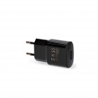 Cargador de red Contact 10 W, USB-A + Cable USB-A a USB-C 1 m, Negro