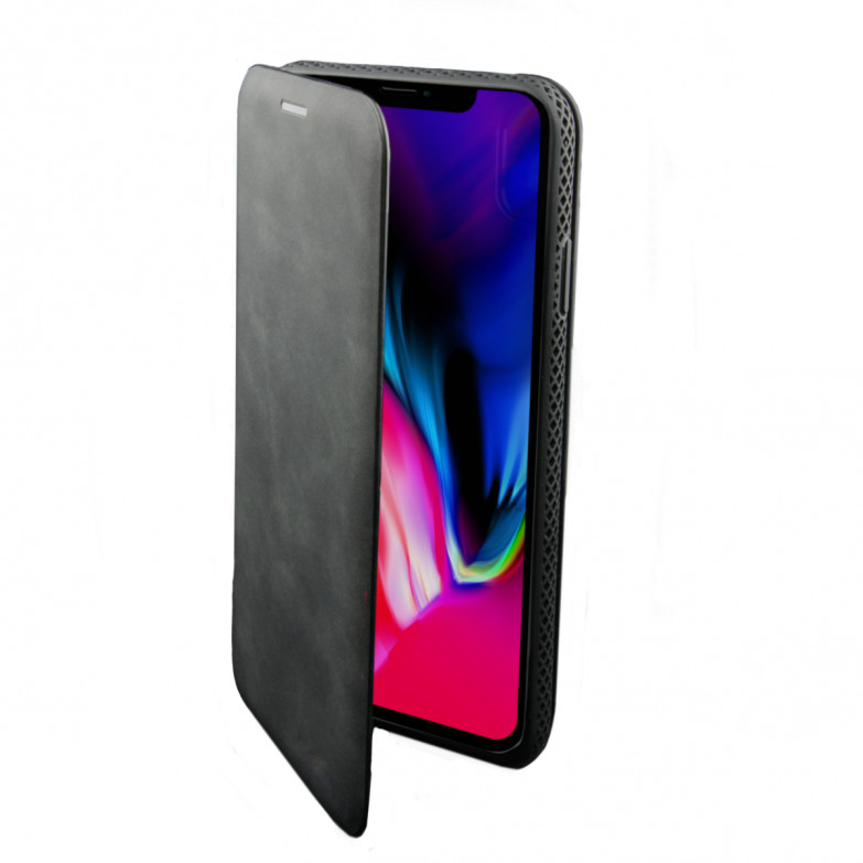 Funda con tapa para iPhone X, iPhone XS, Semirrígida, Standing, Negro