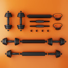 FED 40 Kg Dumbbell + Barbell + Kettlebell Kit V2