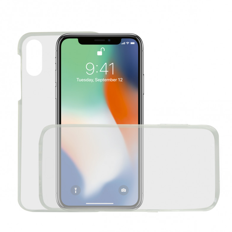 Funda para iPhone XS Max, Semirrígida, Protección frontal y trasera, Transparente