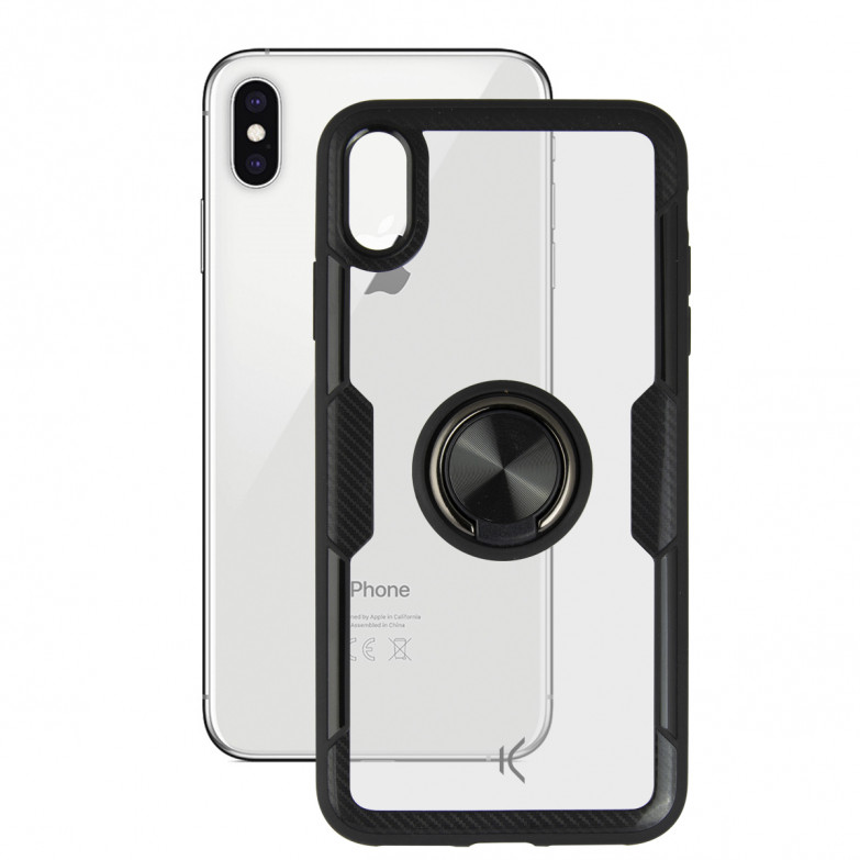 Ksix 360 Ring Case With Magnet For Iphone Xs Max Transparent Black