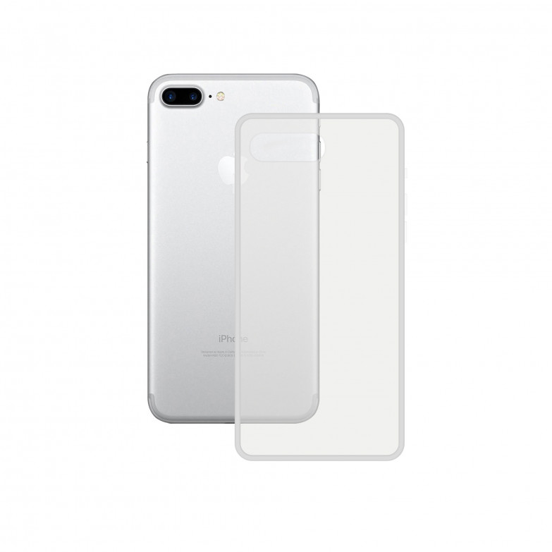 Funda semirrígida para iPhone 7/8 Plus, Laterales reforzados, Rígida, Compatible carga inalámbrica, Transparente, Packaging free