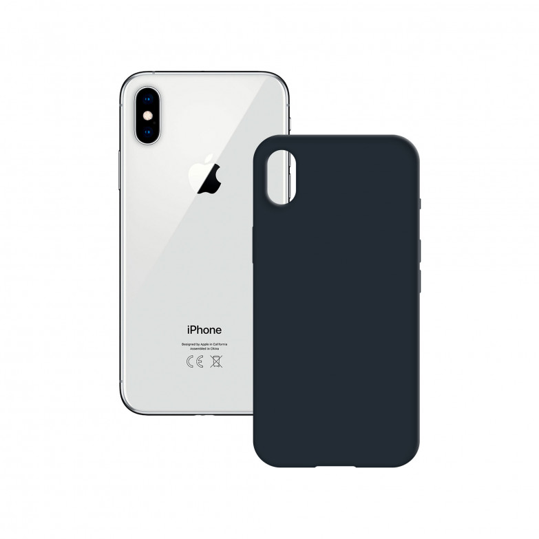 Funda semirrígida para iPhone Xs Max, Antideslizante, Interior microfibra, Compatible carga inalámbrica, Azul, Packaging free