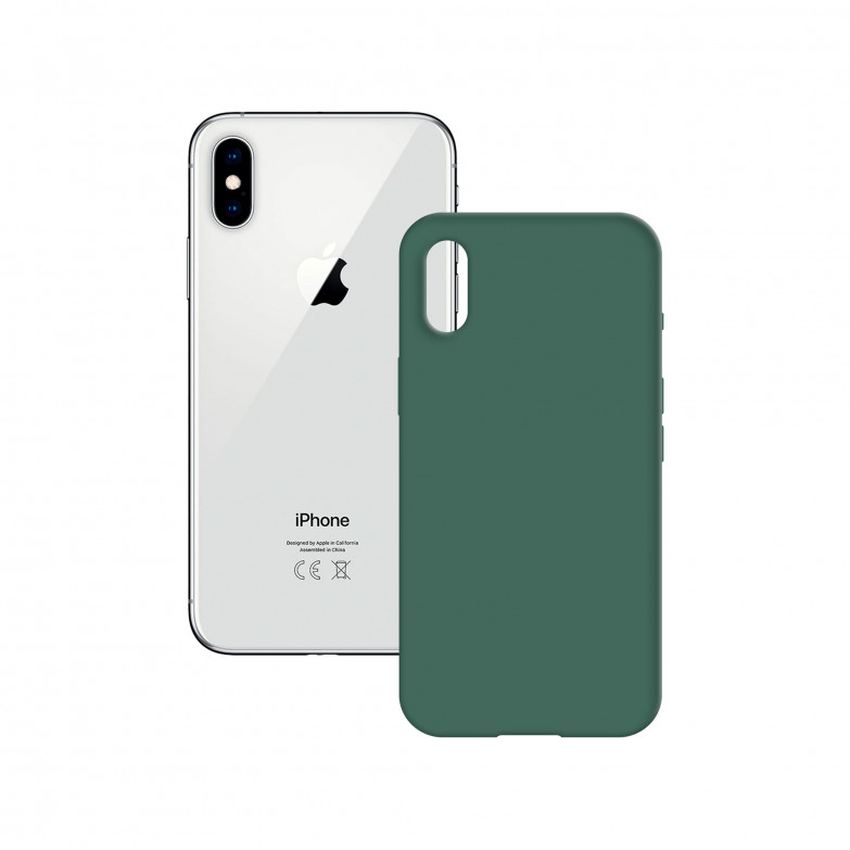 Funda semirrígida para iPhone Xs Max, Antideslizante, Interior microfibra, Compatible carga inalámbrica, Verde, Packaging free