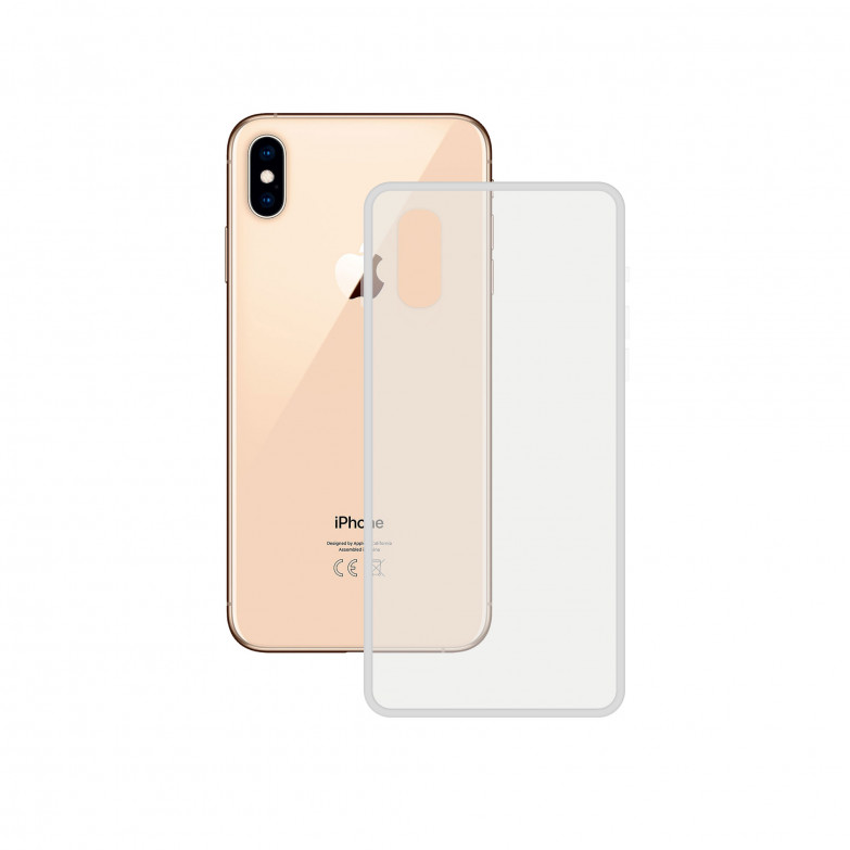 Funda semirrígida para iPhone Xs Max, Laterales reforzados, Rígida, Compatible carga inalámbrica, Transparente, Packaging free