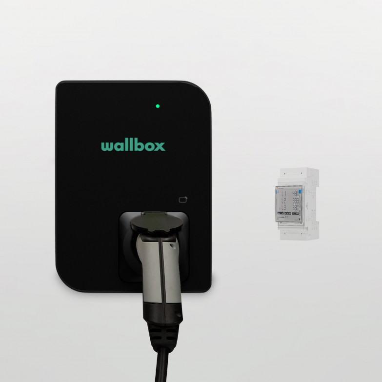 Wallbox Kit Copper SB electric charger, type 2, 22kW + Powerboost 3 phase 65A/EM340, 5m, Black