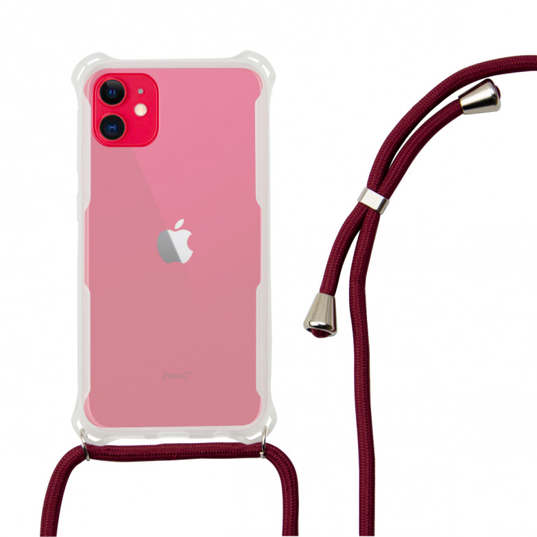 Funda con cordón para iPhone 11, Flexible, Rojo