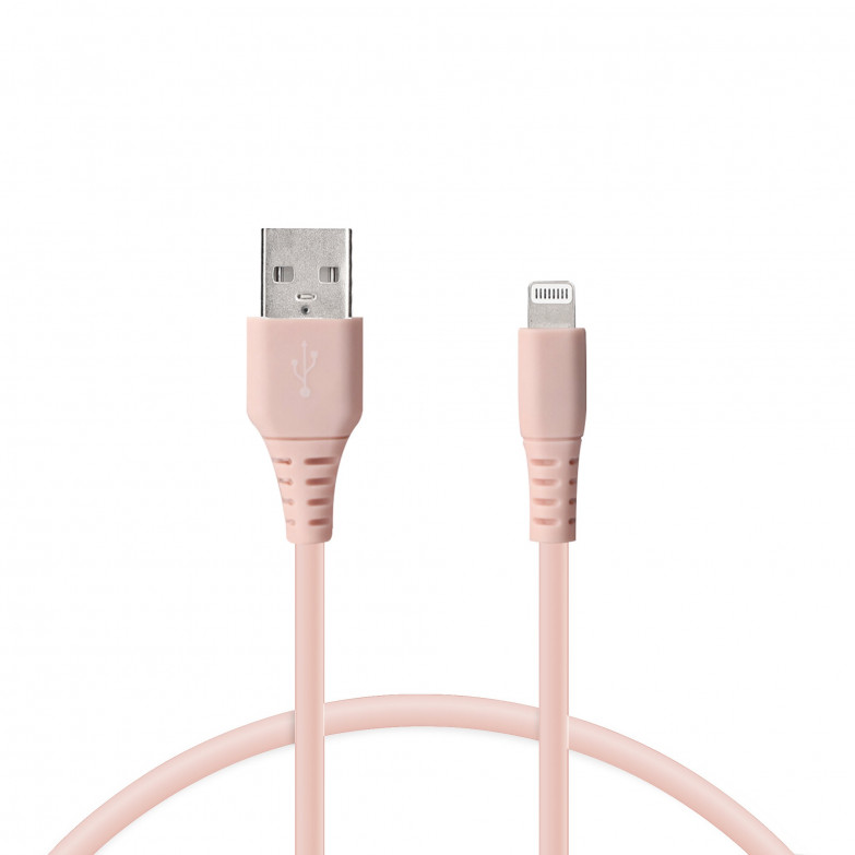 Cable de carga Lightning a USB-A Ksix, Made For iPhone, Compatible carga rápida y transmisión de datos, 1 metro, Rosa
