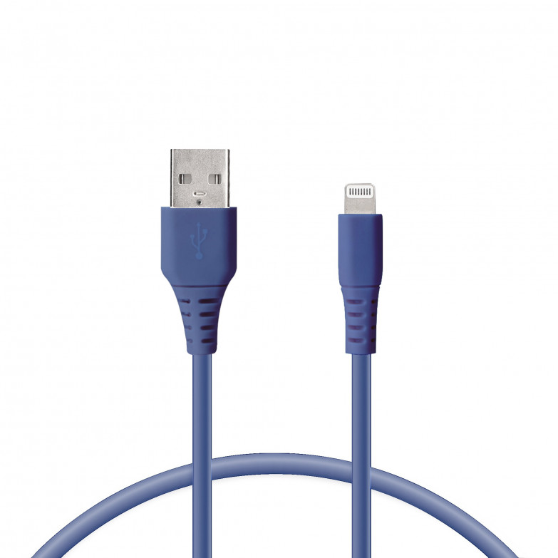 Cable de carga Lightning a USB-A Ksix, Made For iPhone, Compatible carga rápida y transmisión de datos, 1 metro, Azul