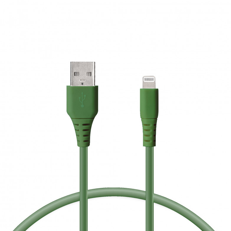Cable de carga Lightning a USB-A Ksix, Made For iPhone, Compatible carga rápida y transmisión de datos, 1 metro, Verde