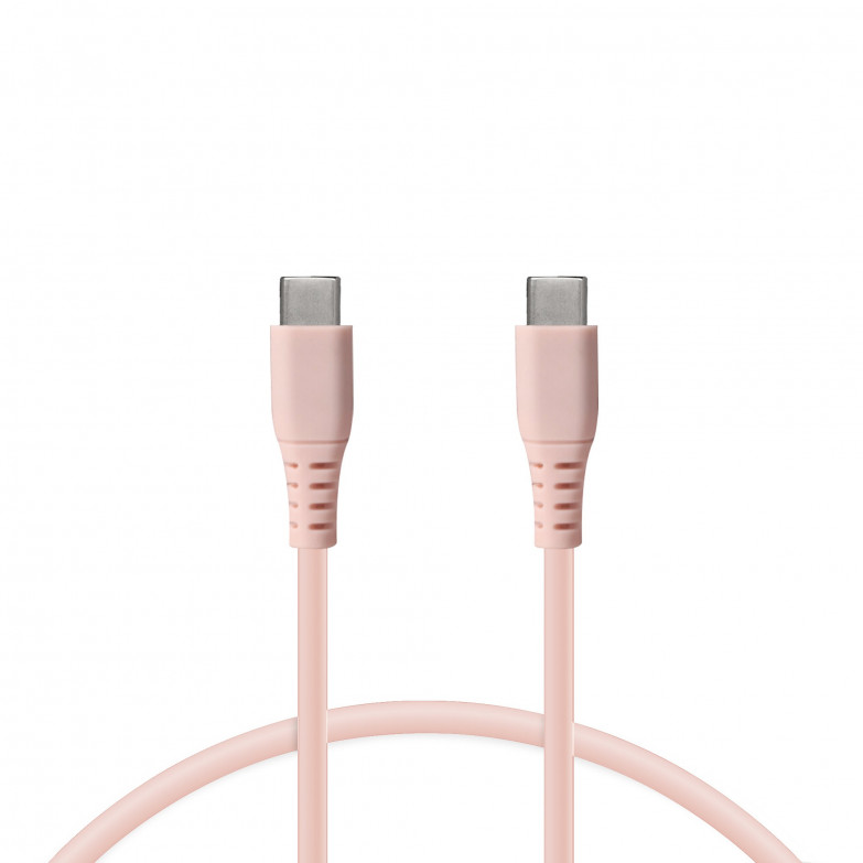 Cable de carga USB-C a USB-C Ksix, Compatible carga ultra rápida y transmisión datos, 1 metro, Rosa