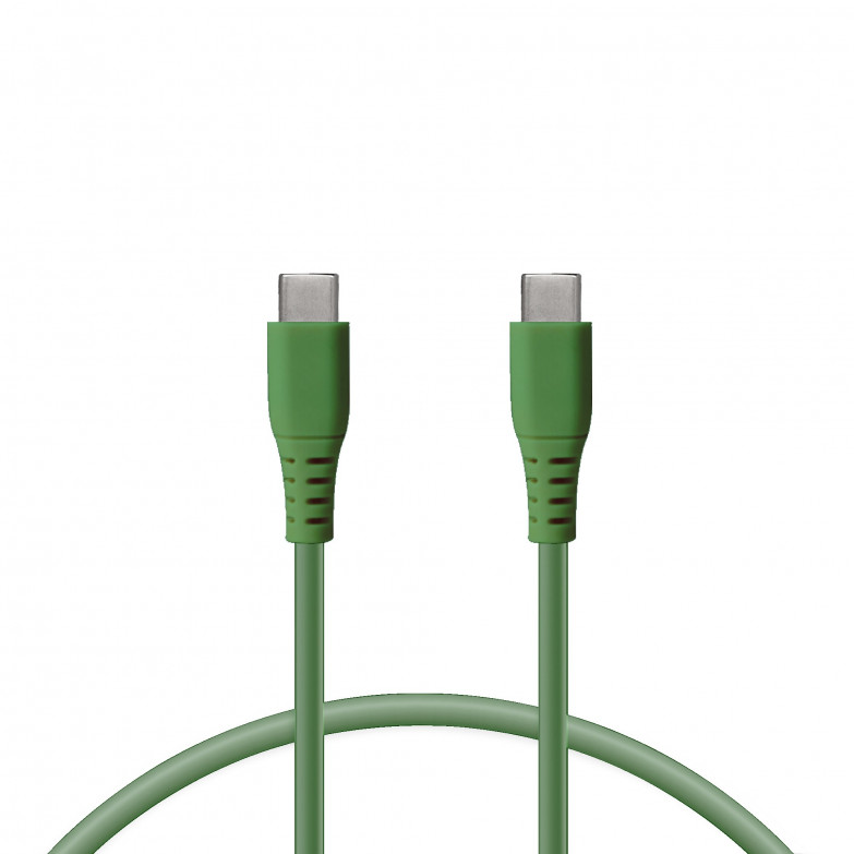 Cable de carga USB-C a USB-C Ksix, Compatible carga ultra rápida y transmisión datos, 1 metro, Verde