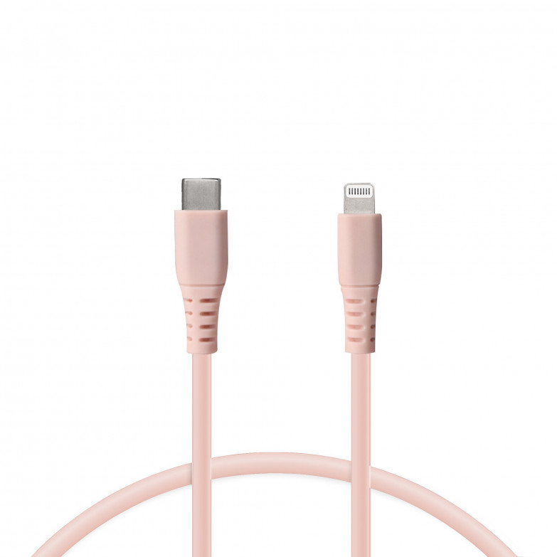 Lightning to USB-C Ksix charging cable, 65 W, Made For iPhone, Ultrafast charging and data transfer, 1 m, Pink