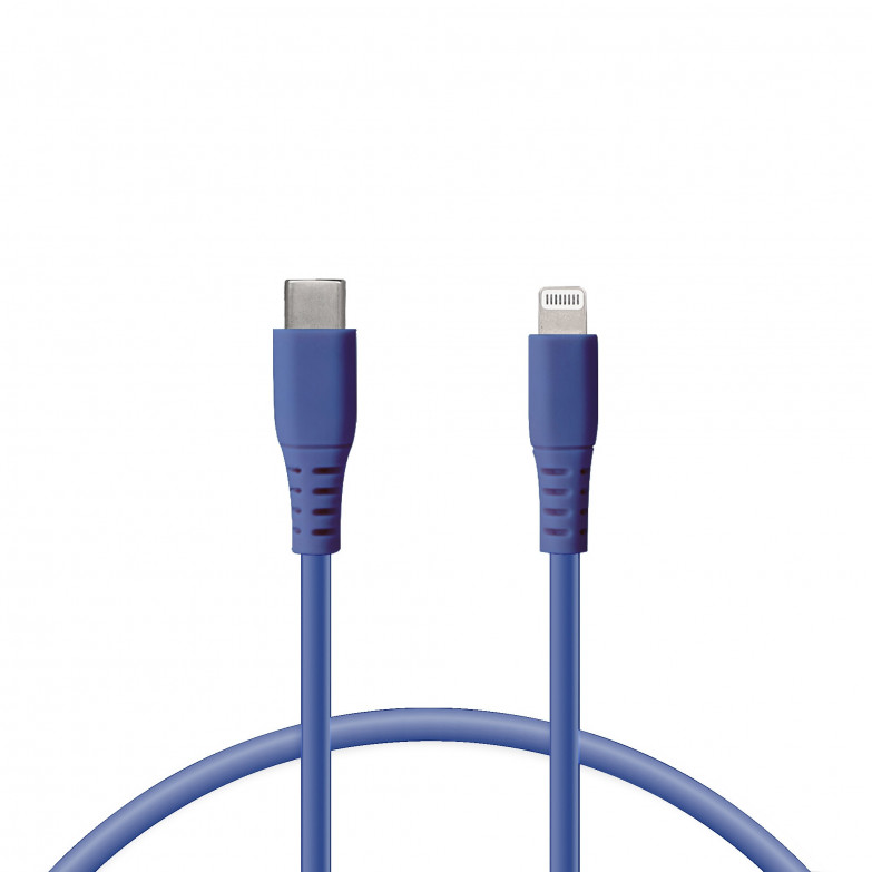 Cable de carga Lightning a USB-C Ksix, 65 W, Made For iPhone, Carga ultra rápida y transmisión de datos, 1 m, Azul