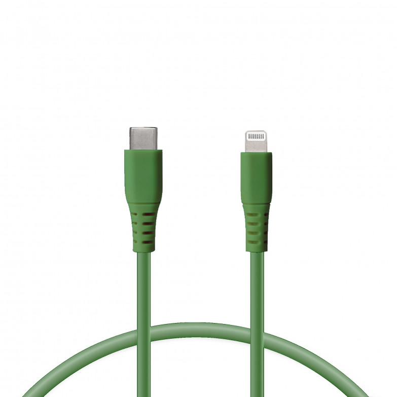 Cable de carga Lightning a USB-C Ksix, 65 W, Made For iPhone, Carga ultra rápida y transmisión de datos, 1 m, Verde