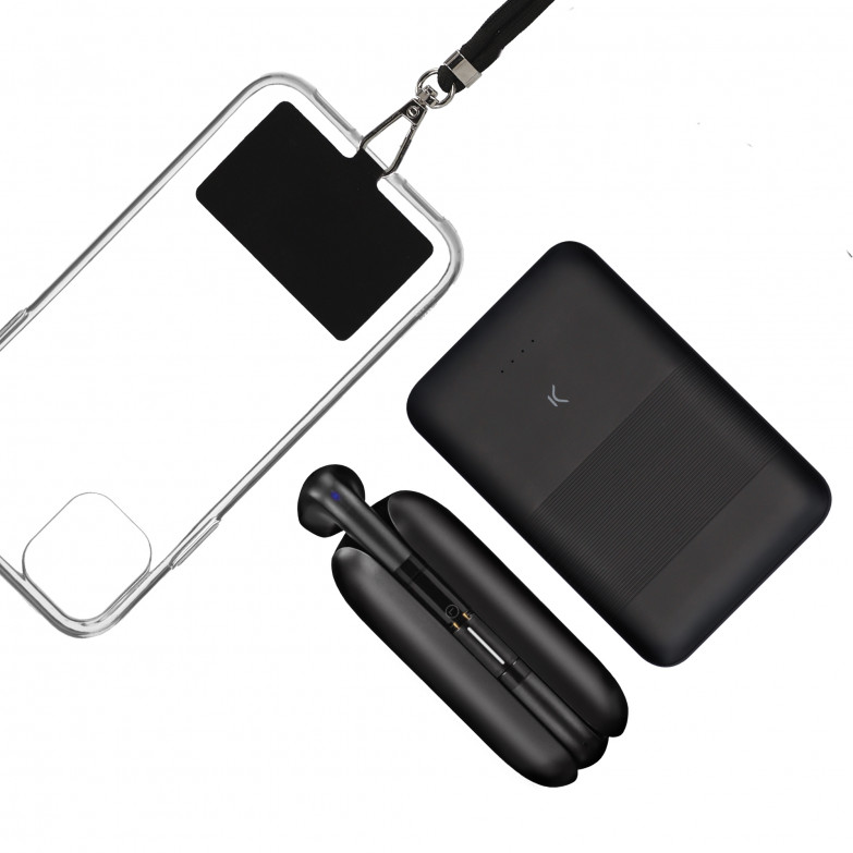 Ksix Gift Pack Travel. Halley wireless eartphones + Powerbank 5.000 mAh + universal lanyard