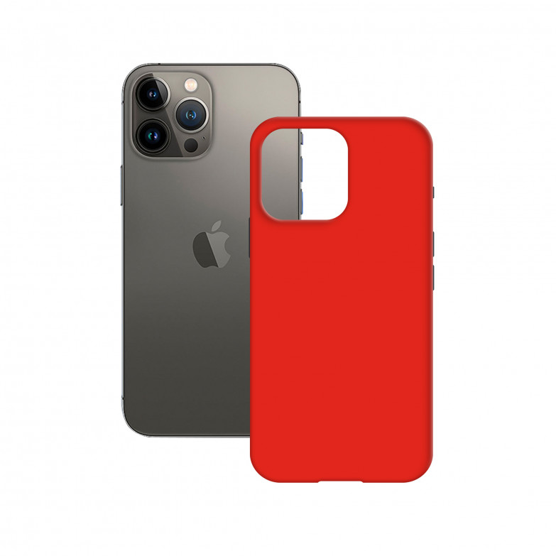 Funda semirrígida para Iphone 14 Pro, Antideslizante, Interior microfibra, Compatible con carga inalámbrica, Rojo