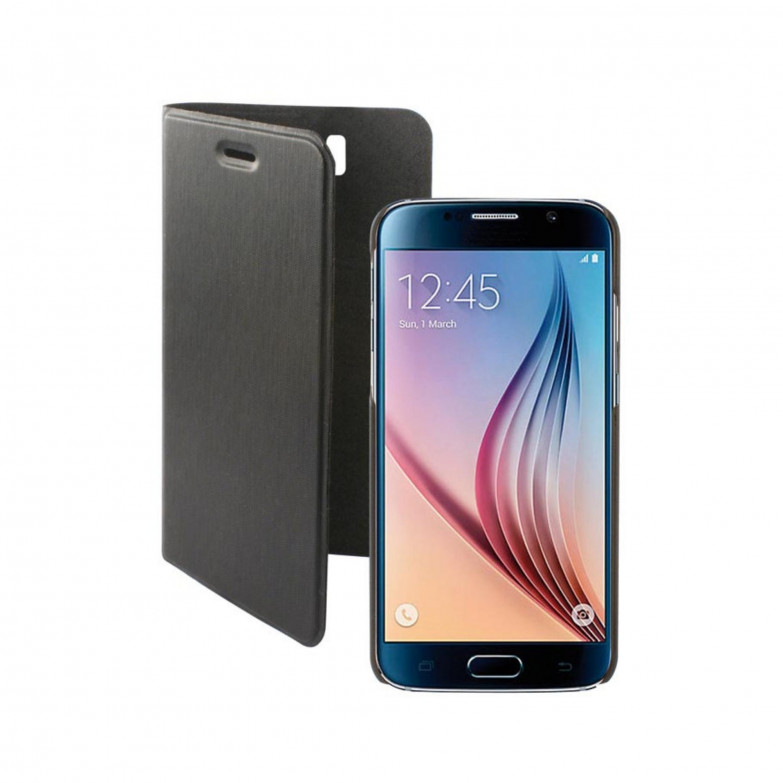 Funda con tapa para Samsung Galaxy S6, Semirrígida, Standing. Carcasa extraíble, Negro